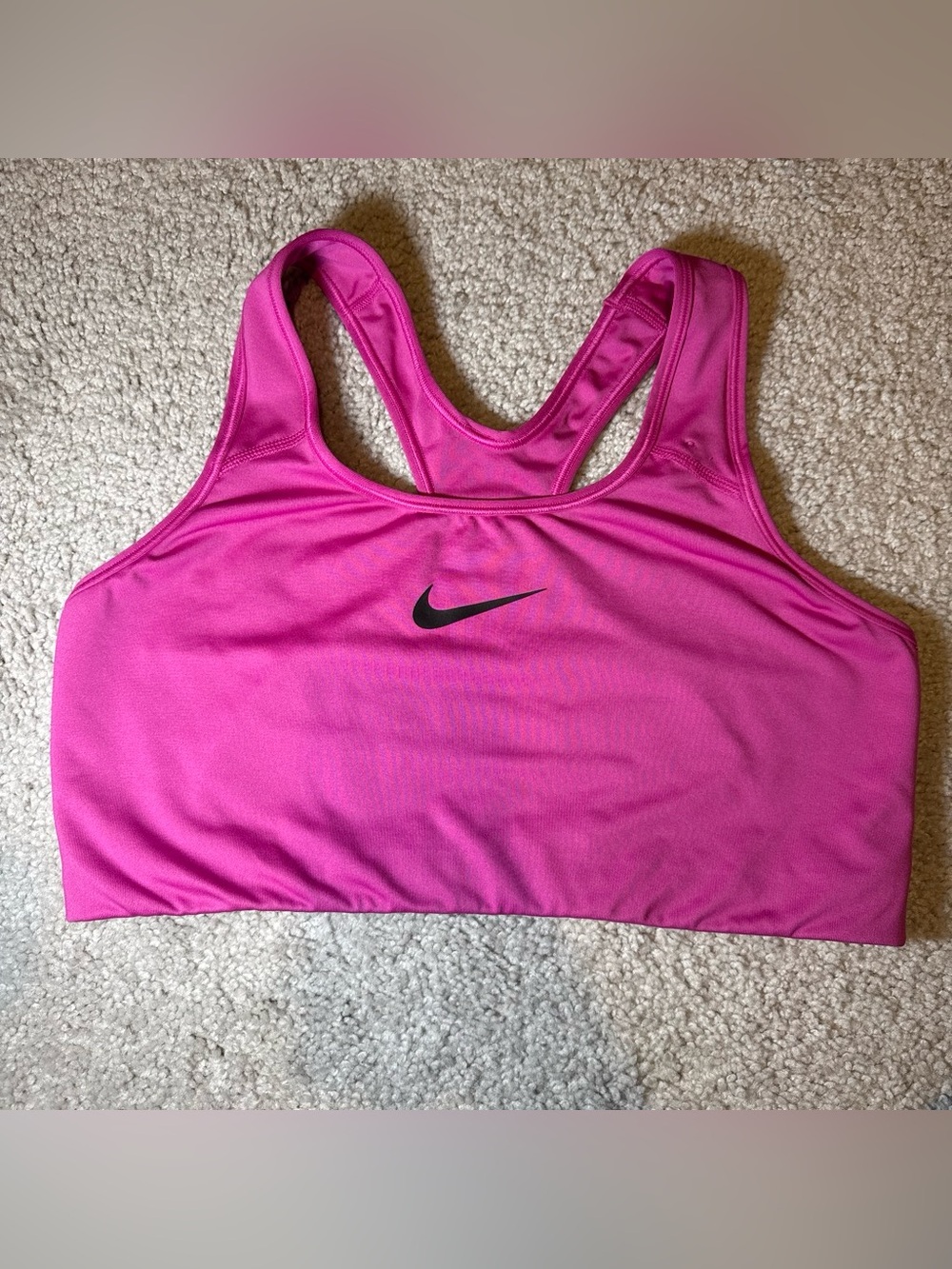 Nike Bright Magenta Racerback Sports Bra with Black Swoosh